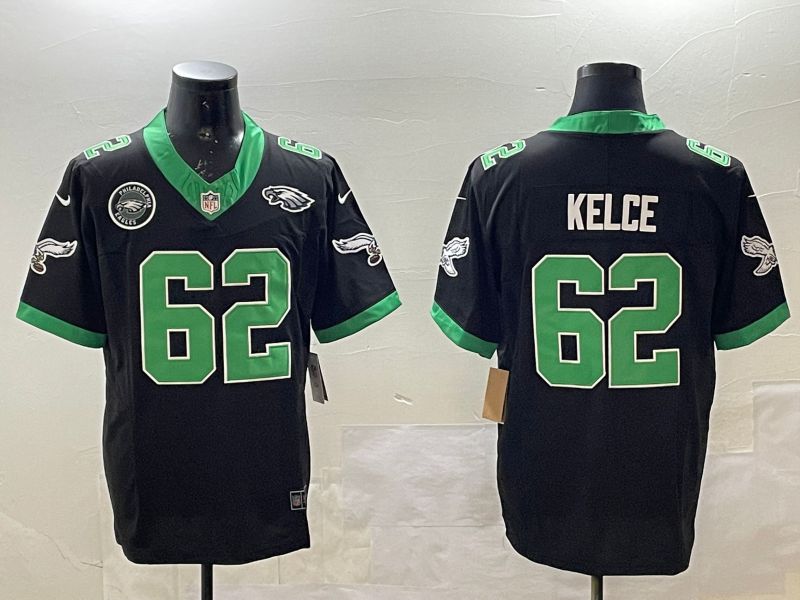 Men Philadelphia Eagles #62 Kelce Black three generations 2025 Nike Vapor Limited NFL Jersey style 5->philadelphia eagles->NFL Jersey